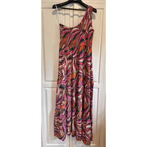 Abel The Label Anthropologie One Shoulder Kelissa Dress Size Large Maxi Resort